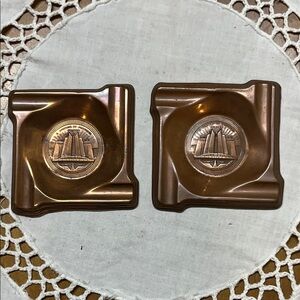 Set of 2 Vintage copper souvenir ashtrays from 1933 Chicago World’s Fair